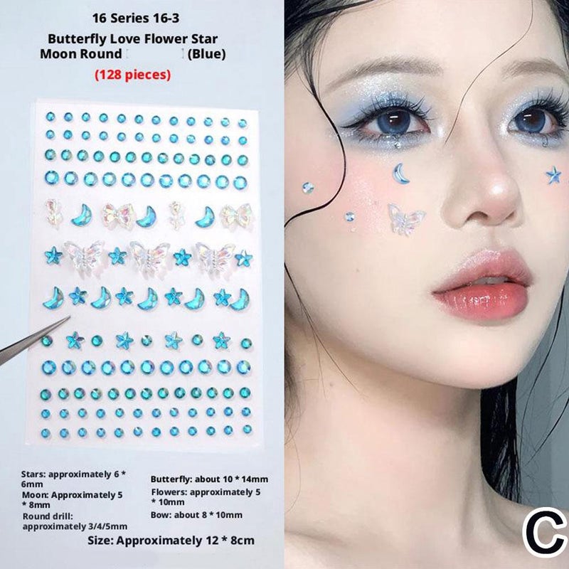 3D Butterfly Love Flower Aurora Butterfly Children's Makeup Stickers Star Stickers Face Stickers Ornaments Forehead Stickers Pearl Stickers